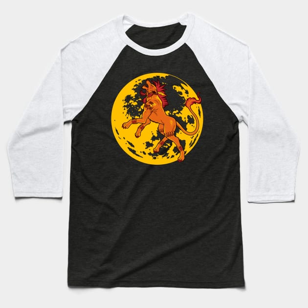 Howling Moon Baseball T-Shirt by Pixeleyebat